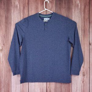 Huckberry Wellen Seawool Henley Mens Size XXL Long Sleeve Shirt Navy Stretch